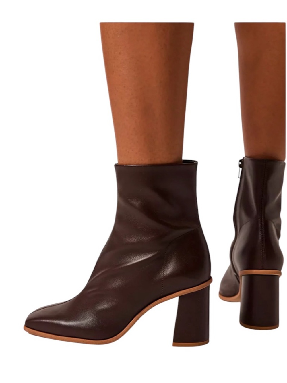 Free People Sienna Leather Ankle Boot in Dark Brown size 38
